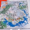 Novo Estilo de Mesa Impressão Fina Handmade Enrolado Sarja Cetim Imitação Lenço de Seda Feminino 90 Quadrado All-match Xale