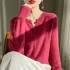 Nuevo Suéter Cardigan de Cachemira con Cuello en V Pequeño para Primavera y Otoño, Top Corto para Mujer, Suéter de Otoño e Invierno, Abrigo de Manga Larga, Versátil