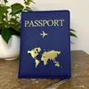 Capa protetora de passaporte logo em relevo bronzeado capa de passaporte em couro sintético capa protetora de passaporte em couro atacado personalizado