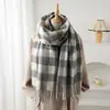 Cachecol Xadrez Quente de Alta Qualidade Estilo Coreano Imitação de Caxemira Unissex Moda Outono e Inverno Cachecol Versátil com Franjas