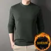 Roupas de Outono e Inverno para o Pai Suéter Espesso com Forro de Lã Camisa de Base Quente de Veludo para Homens de Meia-Idade Tops para Avô de Meia-Idade e Idoso
