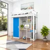 Cama alta con escritorio proyecto de dormitorio escolar servicio integral cama con estructura de hierro con marco para mosquitero escritorio solución de armario