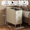 Mesa de noche inteligente pequeña ultraestrecha de madera maciza, lujo ligero, moderna, simple, para dormitorio, hogar, carga inalámbrica, mesa de noche de pizarra