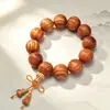 Pulsera de Madera de Dragón de Sangre Imperial con 108 Cuentas, Pulsera Multicapa, Cuentas Budistas de Oración de Semilla de Pino del Noreste Translúcidas de Una Sola Capa