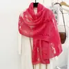 Lenço de Seda com Estampa de Folhas Novas Primavera/Verão 2026 para Mulheres, Xale Decorativo Fino Versátil para o Verão, Lenço Longo