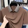 Nueva Camiseta de Verano para Hombre de Manga Corta, Color Sólido con Cuello de Solapa, Camisa Polo para Hombres Jóvenes y de Mediana Edad, Top Versátil de Lujo Casual para Hombre