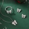 Anel de prata esterlina 925 de alta qualidade estilo japonês e coreano, colar, brincos, requintado laço com incrustação de zircônia, conjunto de joias femininas