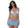 Conjunto de traje de baño sexy y seductor de tres piezas estilo francés, con un bikini adelgazante y un top de traje de baño separado, diseñado para mujeres