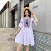 Vestido corto holgado de verano con cuello con cordones, estilo étnico, bordado, estilo fresco, blanco artístico.