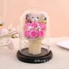 Flor Eterna Ramo de Rosas Artificiales con Cubierta de Cristal, Adorno de Lámpara de Flores, Adorno de Flor de Jabón, Navidad, Día de San Valentín, Regalo de Cumpleaños