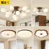 [Transfronterizo] Lámpara Vintage Flor de Magnolia de Gama Media a Alta, Iluminación Completa para Dormitorio, Lámpara de Techo para Sala de Estar Estilo Antiguo con Sensor de Luz