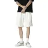 Shorts Masculino Plus Size Cor Sólida Versátil de Caimento Solto para Verão Praia Casual com Cordão e Zíper para Homens