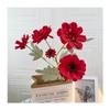 Venta al por mayor de fábrica simulación 6 cabezas Zinnia crisantemo hogar boda simulación flor arreglo floral fila guía de camino flores decorativas