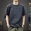 Camiseta Simples de Cor Sólida Estilo Americano de Manga Curta para Homens, Marca Nova Tendência Verão 2026, Camiseta Fresca e Estilosa Tie-Dye de Nuvem Solta Fina de Meia Manga