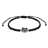 Pulseira de Corda Tecida Preta Versátil com Pingente de Concha de Gato 2024 Nova Moda para Namorada, Irmãs, Casal Joia de Mão