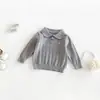 Dianxi Conjunto de Dos Piezas para Bebé y Niño Pequeño Estilo Coreano Suéter con Cuello de Solapa para Niña Otoño Nuevo Patchwork Volante Irregular Pantalones de Pierna Ancha