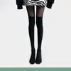 Medias de Seda Blanca con Costura Calcetines Falsos JK Japoneses Calcetines Cubo Mujer Primavera y Verano Medias Finas Lolita Rodilla Seda Negra