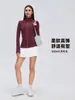 Chaqueta abrigo top de otoño para mujer, entallado a la cintura, ajustado, cuello alto, ropa de yoga, top deportivo de manga larga para correr D26110