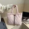 Bolso de Hombro Bordado de Algodón de Moda Estilo Coreano Nuevo Bolso Tote Casual de Gran Capacidad Bolso Cubo Plegable Versátil para Mujer