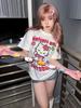 Ins Super Caliente Camiseta de Manga Corta para Mujer Adolescente Anime Top Ropa Estampada Algodón Puro Camiseta de Manga Corta Femenina Moderna Estudiante