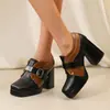 Fábrica de Origen Comercio Exterior Transfronterizo Estilo Europeo y Americano Plataforma Suela Gruesa Gruesos Tacones Altos Zapatos de Salón Talla 35-47 Amazon Zapatos de Comercio Exterior Redondo