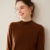 Outono e Inverno Novo Suéter de Caxemira Gola Alta Metade Caxemira Moda Feminina Interno Pulôver Clássico Solto Quente Camada Base