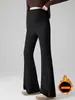 Pantalones de Maternidad con Forro Polar Micro-campana Otoño/Invierno Nuevos Alta Elasticidad Soporte Abdominal Adelgazantes Cálidos y Cómodos Elástico Caída Cubre Vientre Ropa Exterior Pantalones Casuales