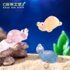 Micro Paisaje Linda Tortuga Marina de Ojos Grandes Luminosa Animal Marino Accesorios de Decoración DIY Adorno Pequeño de Escritorio