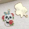 Colgante de Calavera y Cuervo de Halloween Accesorios de Joyería de Aleación para Manualidades Pendiente Colgante de Goteo de Aceite para Pendientes Collar Llavero