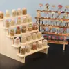 Estante de Exhibición de Madera Maciza Pura Estante de Almacenamiento de Escritorio Moderno Hecho a Mano Especial Caja Sorpresa Muñeca Planta Verde Suculenta Estante Escalera