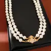 Colar Magnético de Pérola Saturno com Camada Dupla de Contas Incrustadas com Diamantes, Corrente de Clavícula de Luxo Leve de Nicho, Acessório de Pescoço Exquisito e Elegante Estilo Palaciano