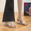 Pantuflas de Tacón Grueso de Cristal Estilo Hada para Mujer, Nuevo Modelo Verano 2025, Impresionantes Sandalias de Tacón Alto con Lazo de Pedrería Estilo Francés