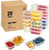 Caja de almacenamiento de alimentos de doble compartimento para snacks y frutas, recipiente pequeño de alimentos de dos compartimentos, caja de salsa desechable para refrigerador, vaso de salsa para llevar