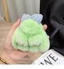Piel de conejo Rex real conejo de orejas largas conejo de peluche lazo Conejo Conejo llavero de coche muñeca adornos muñeca colgante para bolso