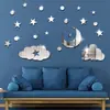370 estrellas de comercio exterior luna nubes espejo 3d pegatinas de pared decorativas dormitorio pared habitación pared autoadhesivo