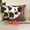 Nueva funda de almohada de felpa de cuero con costuras de vaca de Amazon, con estampado animal, cojín corto de forro polar para sofá, cojín para coche