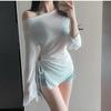 Traje de Baño para Mujer 2026 Nuevo Bikini Playa Aguas Termales Sexy Retro Manga Larga Cubre Traje de Dos Piezas Vacaciones Traje de Baño Aguas Termales
