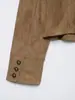 2026 Venta al por mayor Chaqueta Corta Abrigo Estilo Europeo y Americano Vintage para Mujer con Cuello Alto Efecto Hebilla de Nudo