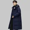 YY Chaqueta de plumón con capucha para pareja, estilo idéntico, estilo largo, hasta la rodilla, chaqueta acolchada cálida, chaqueta de esquí de moda, ropa de abrigo