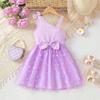 Vestido de Verão 2026 Transfronteiriço Novo Lindo com Laço Decorado e Borboleta em Renda com Alça Única Vestido de Princesa