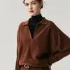 Nuevo Suéter de Cuello Polo de Punto de Terciopelo de Montaña Holgado para Mujer, Estilo Coreano, Color Sólido, Tejido Cálido, Otoño e Invierno 2025