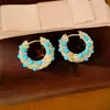 Brincos de franja com contas de zircônia azul vintage, estilo retrô francês, luxo leve e sensação de alta qualidade