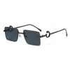 Gafas de sol de alta gama sin montura, con borde cortado, cuadradas, de personalidad, para mujer. Metal Leopardo, Europeas y Americanas, Transfronterizas, Estilo Nuevo, para Hombre, Versátiles