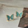 Pendientes de mariposa de plata S925 con aguja, totalmente incrustados de diamantes, dulces, sencillos, estilo Ins, con gota de esmalte, pendientes de diamantes, venta directa al por mayor de fábrica