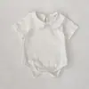 Roupas de Bebê Verão Novo Estilo Roupas Infantis Menina Bebê Cor Lisa Camisa de Base Macacão Macacão Primavera e Outono Roupas Infantis
