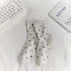 Novas meias de algodão para outono e inverno, meias fofas com desenho de urso preto, branco e cinza para mulheres, meias estudantis respiráveis e absorventes de suor, meias casuais