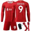 2425 Camisa de Casa do Exército Vermelho Personalizada N°. 4 Van Dijk Conjunto de Uniforme de Futebol de Manga Comprida Infantil Adulto Uniforme de Treino Inverno