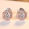 PAG & MAG Exquisitos Pendientes de Zirconia Dorada de Doble Color Plata S925 Zirconia Blanca Micro Nuevo Simple Moda Fresca