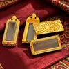 Caja Gahu Estilo Tibetano Aleación de Bronce Caja Vacía Colgante Cuadrado 1*3 Incrustado con Pedrería Cara Única Doble Cara Portátil Amuleto de Buda Estuche Thangka