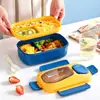 Lonchera de Acero Inoxidable 304, Plástico de Grado Alimenticio, Apta para Microondas, Lonchera Portátil para Llevar para Estudiantes y Trabajadores de Oficina